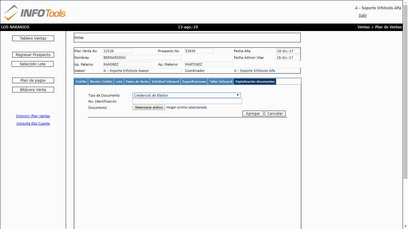 Plan de venta cliente Software para vivienda